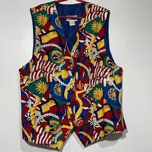 Pendleton Vest Womens 6 Button Up Nautical‎ Classic Coastal Festive Boho